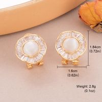 1 Pair Elegant Shiny Pentagram Pearl Artificial Pearl Copper Zircon 18K Gold Plated Ear Studs sku image 4