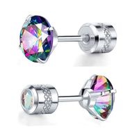 5 Pairs Simple Style Round Inlay 304 Stainless Steel Zircon 18K Gold Plated Ear Studs main image 3