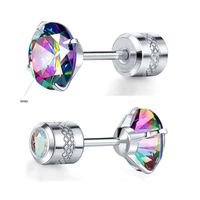 5 Paires Style Simple Rond Incruster Acier Inoxydable 304 Zircon Plaqué Or 18K Boucles D'Oreilles main image 2