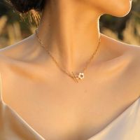 Stainless Steel Copper 18K Gold Plated IG Style Toggle Inlay Round Heart Shape Flower Shell Zircon Necklace main image 10
