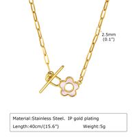 Stainless Steel Copper 18K Gold Plated IG Style Toggle Inlay Round Heart Shape Flower Shell Zircon Necklace sku image 5