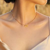 Stainless Steel Copper 18K Gold Plated IG Style Toggle Inlay Round Heart Shape Flower Shell Zircon Necklace main image 3