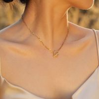 Stainless Steel Copper 18K Gold Plated IG Style Toggle Inlay Round Heart Shape Flower Shell Zircon Necklace main image 5
