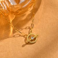 Stainless Steel Copper 18K Gold Plated IG Style Toggle Inlay Round Heart Shape Flower Shell Zircon Necklace main image 4