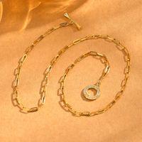 Stainless Steel Copper 18K Gold Plated IG Style Toggle Inlay Round Heart Shape Flower Shell Zircon Necklace main image 6