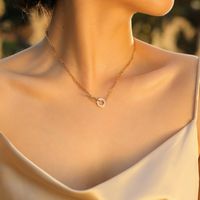 Stainless Steel Copper 18K Gold Plated IG Style Toggle Inlay Round Heart Shape Flower Shell Zircon Necklace main image 9