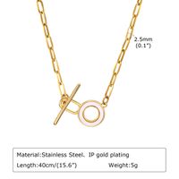 Stainless Steel Copper 18K Gold Plated IG Style Toggle Inlay Round Heart Shape Flower Shell Zircon Necklace sku image 6