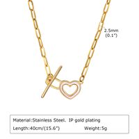 Stainless Steel Copper 18K Gold Plated IG Style Toggle Inlay Round Heart Shape Flower Shell Zircon Necklace sku image 4