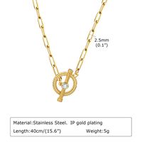 Stainless Steel Copper 18K Gold Plated IG Style Toggle Inlay Round Heart Shape Flower Shell Zircon Necklace sku image 1