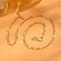 Stainless Steel IG Style Simple Style Heart Shape Toggle Hollow Out Inlay Shell Necklace main image 4