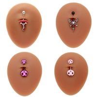 1 Piece Belly Rings Hip-Hop Exaggerated Rock Lips Butterfly Skull Stainless Steel Alloy Epoxy Hollow Out Inlay Rhinestones White Gold Plated main image 10