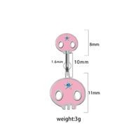 1 Piece Belly Rings Hip-Hop Exaggerated Rock Lips Butterfly Skull Stainless Steel Alloy Epoxy Hollow Out Inlay Rhinestones White Gold Plated sku image 3