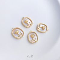 1 Stück 13,5*17,5mm Hülse Kupfer Zirkon 14 Karat Vergoldet Rose Poliert Anhänger sku image 1