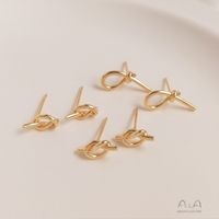 1 Pair 10 * 5mm 11 * 5mm 16.8*6.5 Copper 14K Gold Plated Knot Polished Hook Earring Findings main image 1