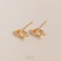 1 Pair 10 * 5mm 11 * 5mm 16.8*6.5 Copper 14K Gold Plated Knot Polished Hook Earring Findings main image 5