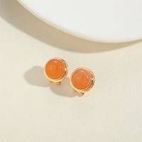 1 Pair Vintage Style Simple Style Round Inlay Copper Acrylic Turquoise 14K Gold Plated Ear Studs main image 5