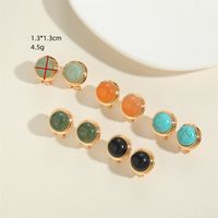 1 Pair Vintage Style Simple Style Round Inlay Copper Acrylic Turquoise 14K Gold Plated Ear Studs main image 2