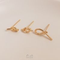 1 Pair 10 * 5mm 11 * 5mm 16.8*6.5 Copper 14K Gold Plated Knot Polished Hook Earring Findings main image 2