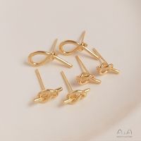 1 Pair 10 * 5mm 11 * 5mm 16.8*6.5 Copper 14K Gold Plated Knot Polished Hook Earring Findings main image 3