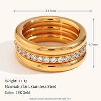 Titanium Steel 18K Gold Plated Lady Geometric Zircon Rings sku image 1