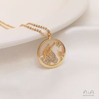 1 Piece Diameter 15.5-15.8 Copper Shell Zircon 14K Gold Plated Round Constellation Polished Pendant main image 4