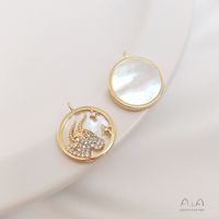 1 Piece Diameter 15.5-15.8 Copper Shell Zircon 14K Gold Plated Round Constellation Polished Pendant sku image 3