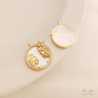 1 Piece Diameter 15.5-15.8 Copper Shell Zircon 14K Gold Plated Round Constellation Polished Pendant sku image 6