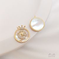 1 Piece Diameter 15.5-15.8 Copper Shell Zircon 14K Gold Plated Round Constellation Polished Pendant sku image 8