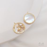 1 Piece Diameter 15.5-15.8 Copper Shell Zircon 14K Gold Plated Round Constellation Polished Pendant sku image 1