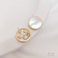 1 Piece Diameter 15.5-15.8 Copper Shell Zircon 14K Gold Plated Round Constellation Polished Pendant sku image 2