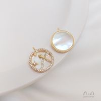 1 Piece Diameter 15.5-15.8 Copper Shell Zircon 14K Gold Plated Round Constellation Polished Pendant sku image 10
