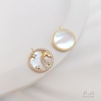 1 Piece Diameter 15.5-15.8 Copper Shell Zircon 14K Gold Plated Round Constellation Polished Pendant sku image 11