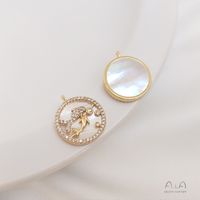 1 Piece Diameter 15.5-15.8 Copper Shell Zircon 14K Gold Plated Round Constellation Polished Pendant sku image 12