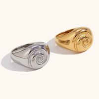 Stainless Steel 18K Gold Plated Casual Retro Swirl Pattern Rings main image 6