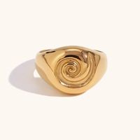 Stainless Steel 18K Gold Plated Casual Retro Swirl Pattern Rings main image 5