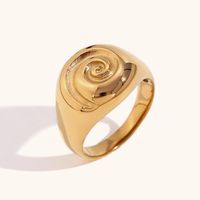 Stainless Steel 18K Gold Plated Casual Retro Swirl Pattern Rings main image 3