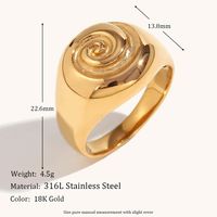 Stainless Steel 18K Gold Plated Casual Retro Swirl Pattern Rings main image 2
