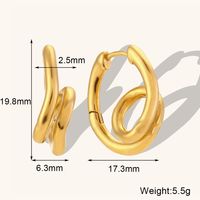 1 Pair Lady Simple Style Irregular Polishing Plating Stainless Steel 18K Gold Plated Hoop Earrings main image 2