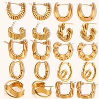 1 Pair Lady Simple Style Irregular Polishing Plating Stainless Steel 18K Gold Plated Hoop Earrings main image 1
