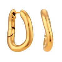 1 Paar Dame Einfacher Stil Irregulär Polieren Überzug Rostfreier Stahl 18 Karat Vergoldet Reif Ohrringe main image 5
