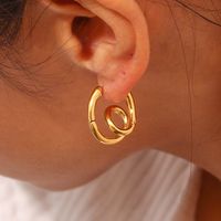 1 Pair Lady Simple Style Irregular Polishing Plating Stainless Steel 18K Gold Plated Hoop Earrings main image 4