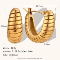 1 Pair Lady Simple Style Irregular Polishing Plating Stainless Steel 18K Gold Plated Hoop Earrings sku image 4