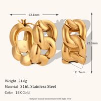 1 Pair Lady Simple Style Irregular Polishing Plating Stainless Steel 18K Gold Plated Hoop Earrings sku image 7