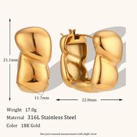 1 Pair Lady Simple Style Irregular Polishing Plating Stainless Steel 18K Gold Plated Hoop Earrings sku image 6