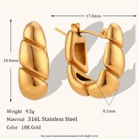 1 Pair Lady Simple Style Irregular Polishing Plating Stainless Steel 18K Gold Plated Hoop Earrings sku image 3