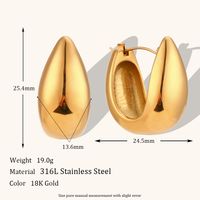 1 Paar Dame Einfacher Stil Irregulär Polieren Überzug Rostfreier Stahl 18 Karat Vergoldet Reif Ohrringe sku image 9