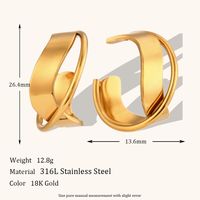 1 Pair Lady Simple Style Irregular Polishing Plating Stainless Steel 18K Gold Plated Hoop Earrings sku image 5