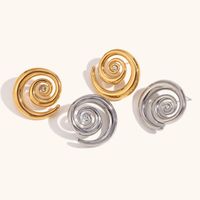 1 Pair Simple Style Commute Circle Lines Plating Stainless Steel Zircon 18K Gold Plated Ear Studs main image 1