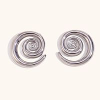 1 Pair Simple Style Commute Circle Lines Plating Stainless Steel Zircon 18K Gold Plated Ear Studs main image 4