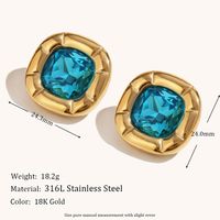 Stainless Steel Titanium Steel 18K Gold Plated Casual Simple Style Geometric Zircon Rings Earrings Necklace sku image 15